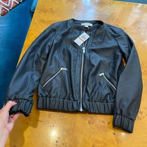Michael Kors NWT Black Leather Zipper Jacket Small